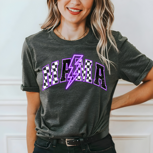 Mama Checkered Lightning Bolt **Choose Your Color!