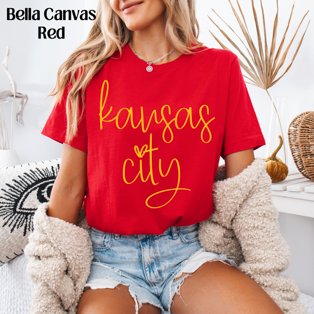 Cursive Kansas City Gold On Red