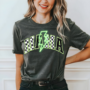 Mama Checkered Lightning Bolt **Choose Your Color!
