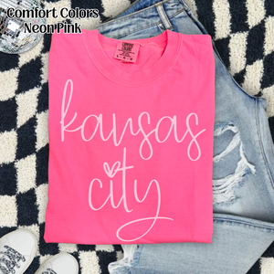 Neon Cursive Kansas City Pink on Pink