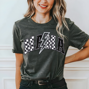 Mama Checkered Lightning Bolt **Choose Your Color!