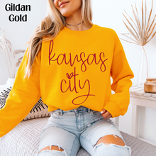 Load image into Gallery viewer, Cursive Kansas City Red On Gold
