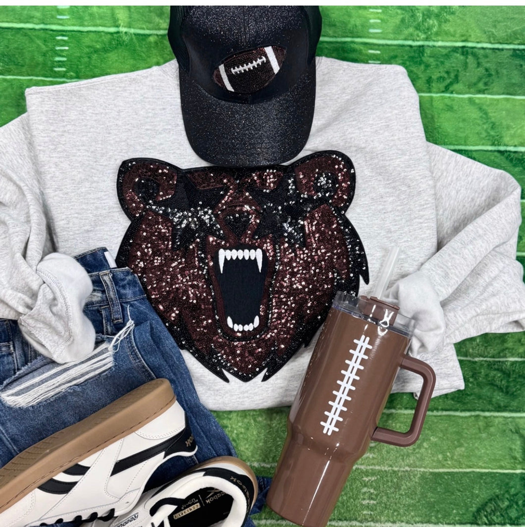 Bear Preppy Sequin Chenille Patch