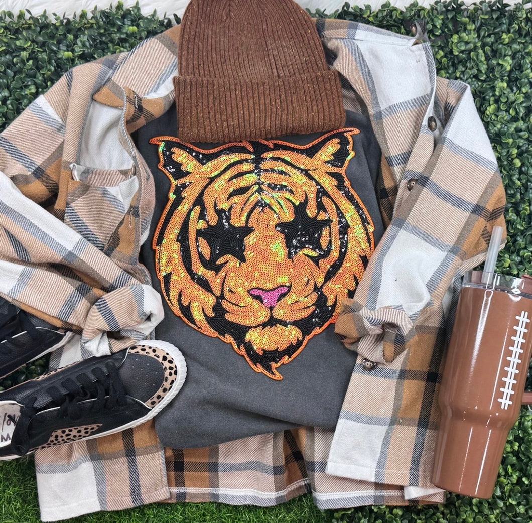 Tiger Preppy Sequins Chenille Patch