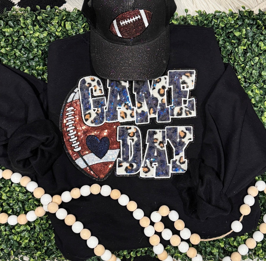 Game Day Navy & Leopard Sequin Chenille Patch