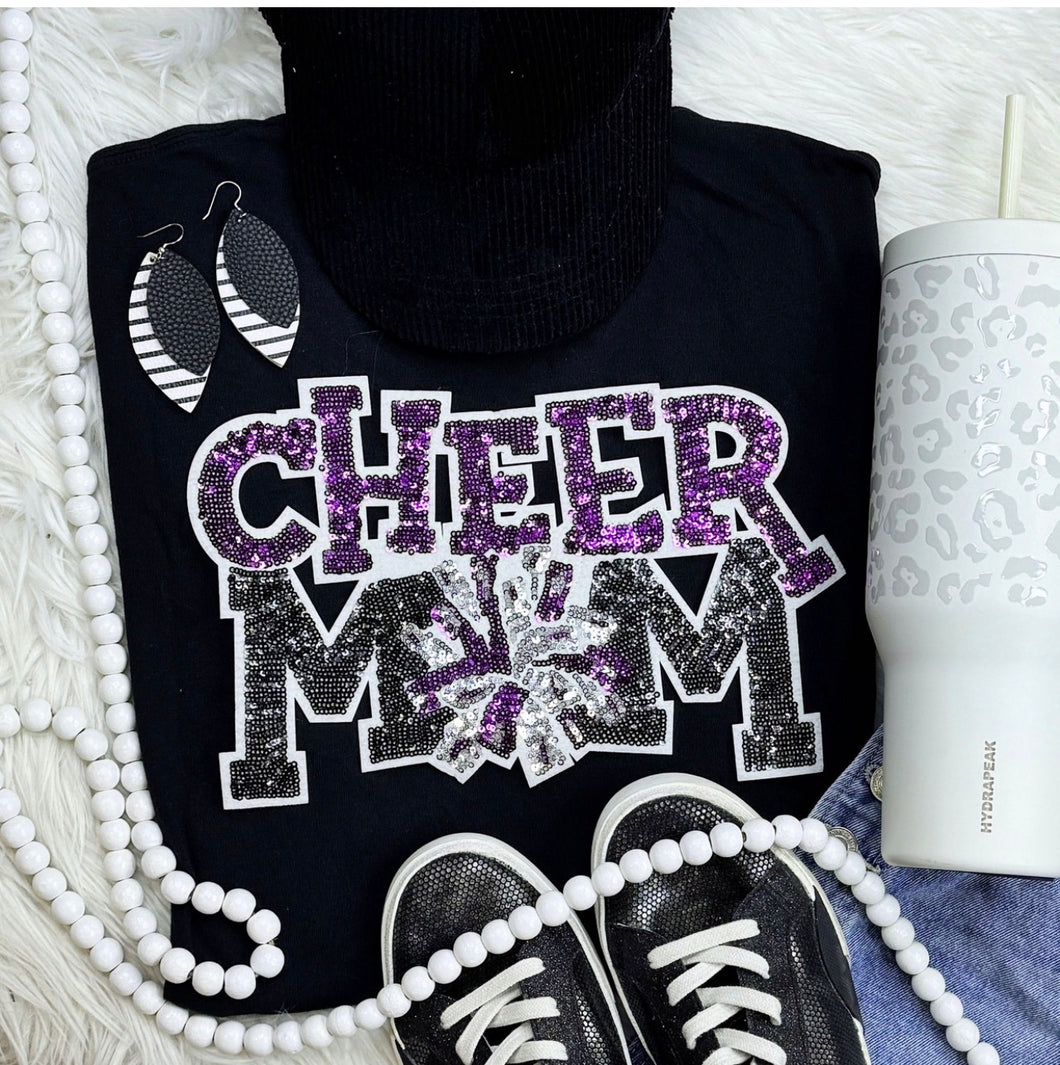 Cheer Mom Purple Sequin Chenille Patch