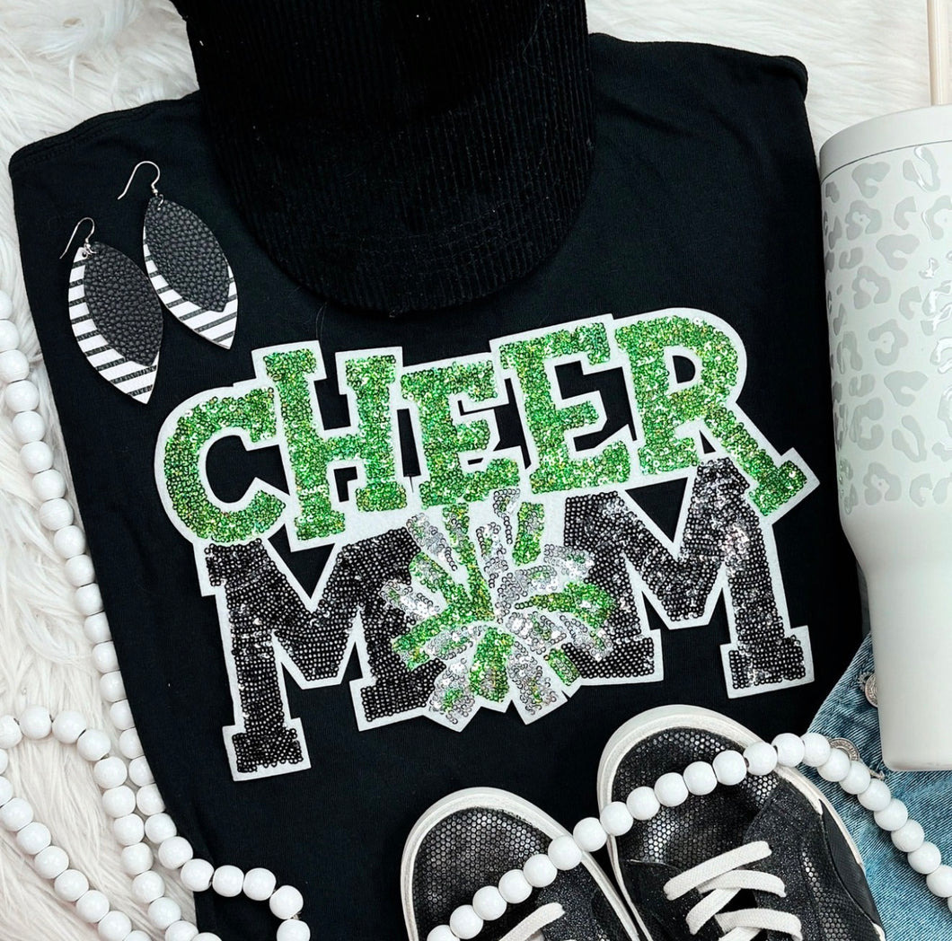 Cheer Mom Green Sequin Chenille Patch