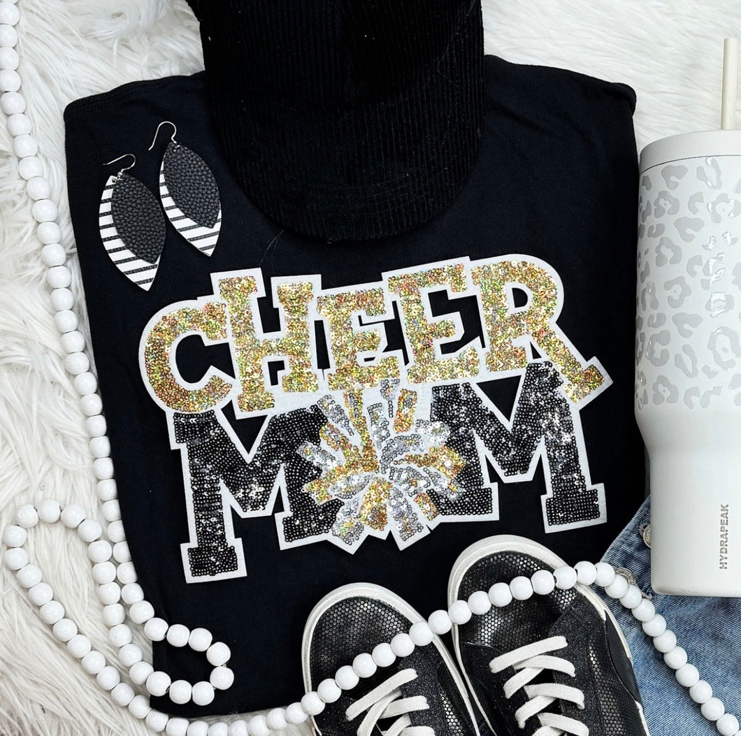 Cheer Mom Gold Sequin Chenille Patch