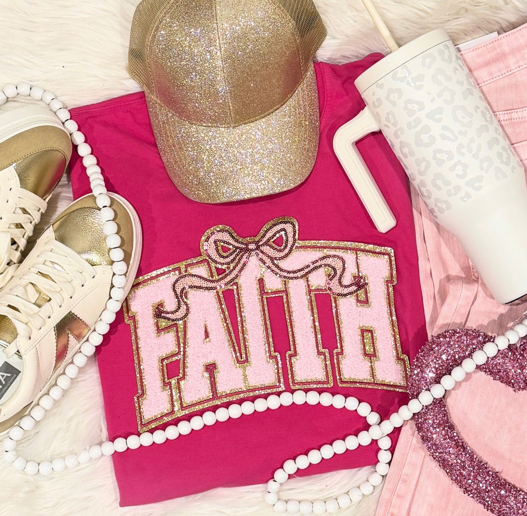 Faith Fluffy & Glitter Chenille Patch