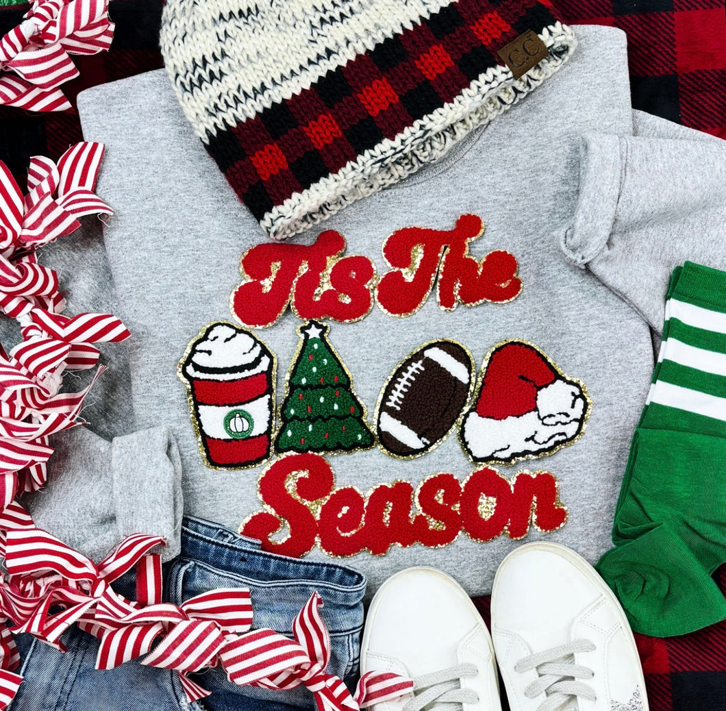 Tis The Season Fluffy & Glitter Chenille Patch