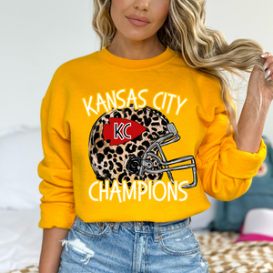 Kansas City Champions Leopard Helmet On Gold