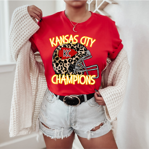 Kansas City Champions Leopard Helmet On Red