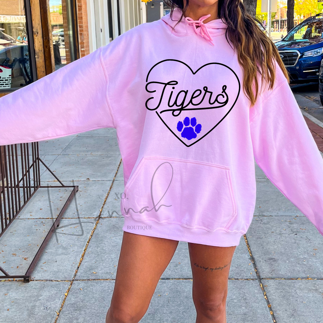 PINK Tigers Heart w/Blue Paw Print