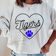 Load image into Gallery viewer, GRAY Tigers Heart w/Blue Paw Print
