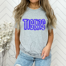 Load image into Gallery viewer, Tigers Doodle Letters Blue Font
