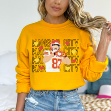 Load image into Gallery viewer, Kansas City Kelce Hearts Black Font On Gold
