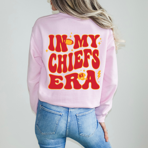 Red & Gold In My Chiefs Era Front & Back On Light Pink