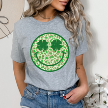 Load image into Gallery viewer, Leopard Shamrock Happy Face On Gray
