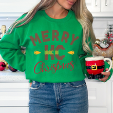 Load image into Gallery viewer, Sweater Merry KC Christmas On Kelly Green
